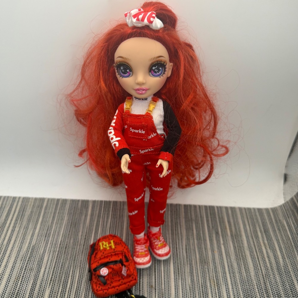 Rainbow High Ruby Anderson Doll Red Hair Series 1 Overalls Backpack Comb 11 inch